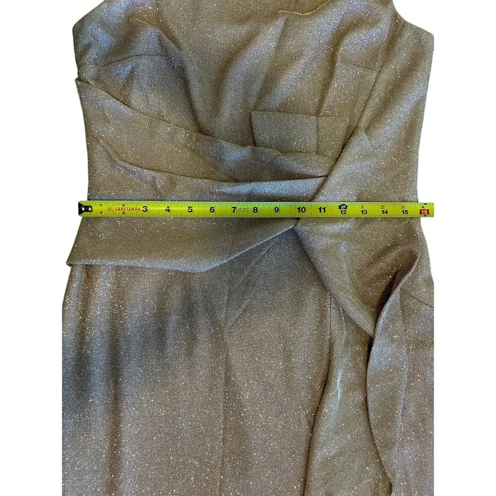 Betsy & Adam Petite Ruffled Shimmer Gown White pink Gold P12